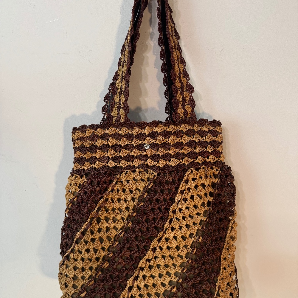 FLORA BELLA ANTHROPOLOGIE WOVEN RAFFIA TOTE